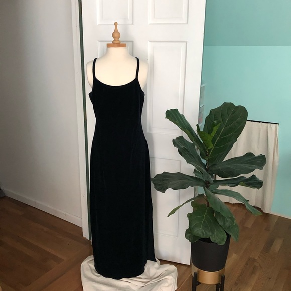 Vintage Dresses & Skirts - True Vintage 1990’s black velvet maxi dress
